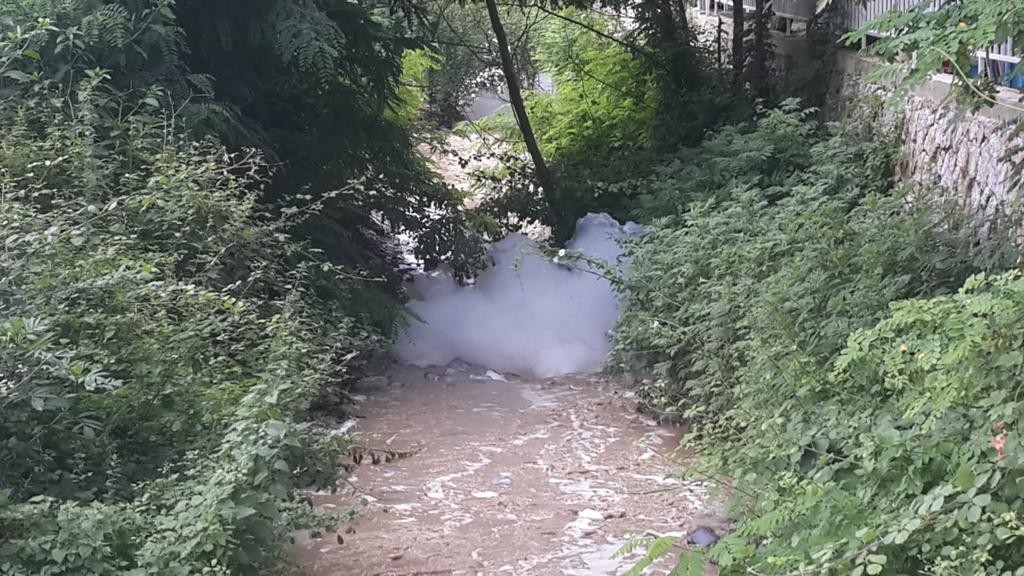 Sapanca Gölü'ne dökülen derede köpük oluştu