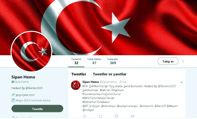Türk hackerlar YPG'nin sözde komutanının hesabını hackledi