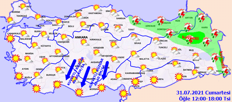 Doğu Karadeniz ve Doğu Anadolu'ya sağanak uyarısı