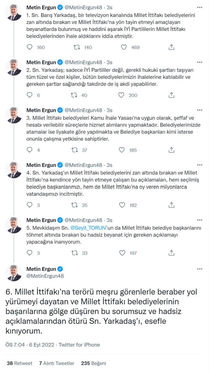 HDP kavgası ihale tartışmasına döndü! CHP’li Barış Yarkadaş'a İYİ Parti'den sert cevap