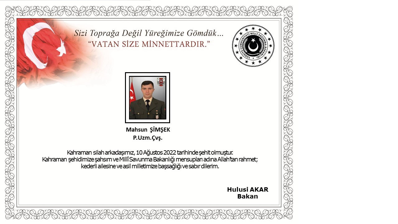 MSB acı haberi duyurdu! 1 Mehmetçik şehit oldu