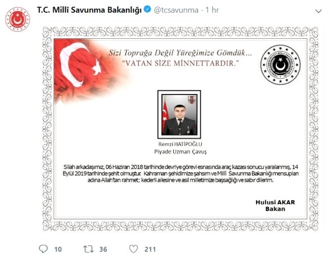 Iğdır'da yaralanan uzman çavuş şehit düştü