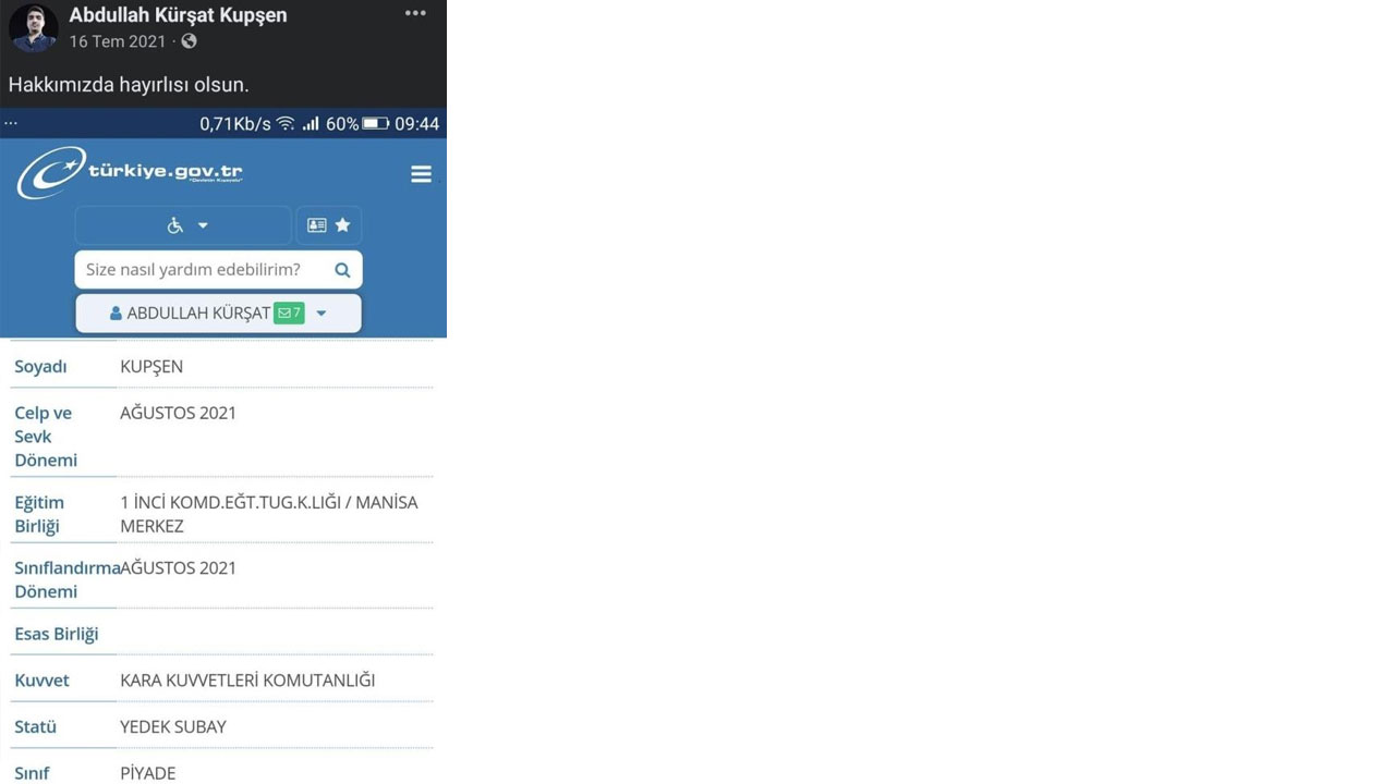 MSB duyurdu: Piyade Asteğmen Abdullah Kürşat Kupşen'den acı haber