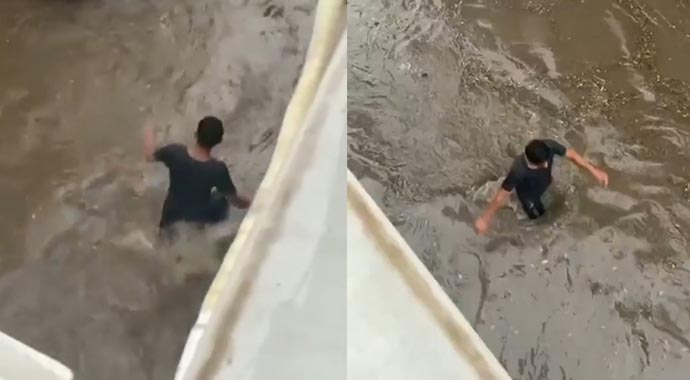 Selde dehşet anları! Ölümün elinden aldılar