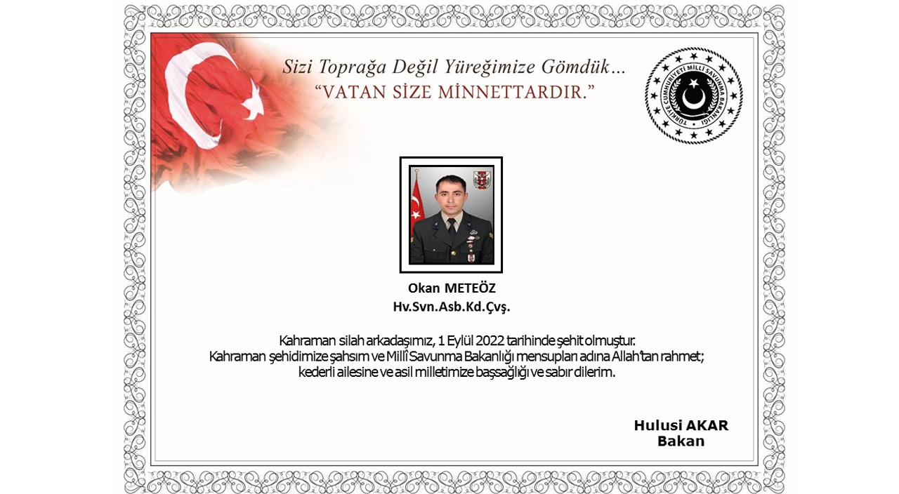MSB duyurdu! Pençe-Kilit'ten acı haber: 1 şehidimiz var MSB duyurdu! Pençe-Kilit'ten acı haber: 1 şehidimiz var