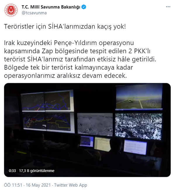 2 terörist SİHA'lar tarafından etkisiz hale getirildi