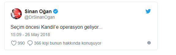 Sinan Oğan, 24 Haziran seçimlerine günler kala Twitter'dan paylaştı