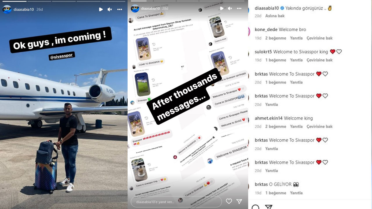 Dia Saba’dan Sivasspor paylaşımı: Tamam, geliyorum