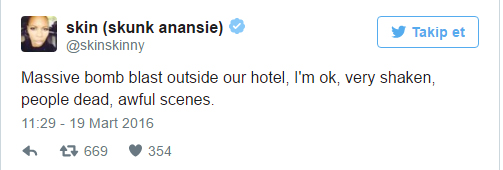 Ünlü şarkıcı Skin'de Taksim'deydi Ünlü şarkıcı Skin'de Taksim'deydi