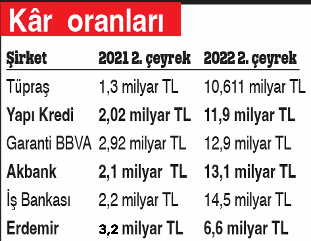 Kârlılık rekorları