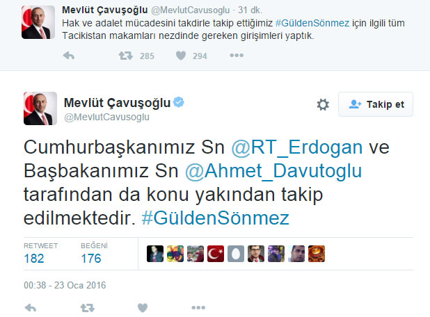 Türkiye Gülden Sönmez için harekete geçti Türkiye Gülden Sönmez için harekete geçti