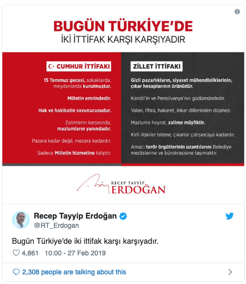 Cumhurbaşkanı Erdoğan paylaştı: Bugün Türkiye'de iki ittifak karşı karşıya