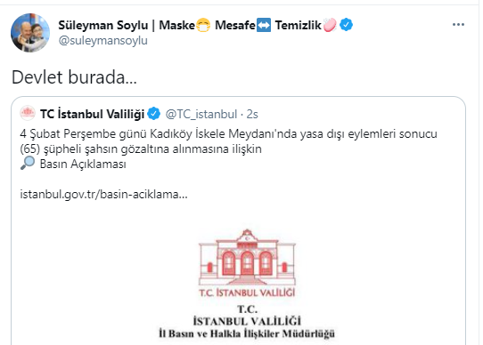 Bakan Soylu'dan 'devlet burada' paylaşımı