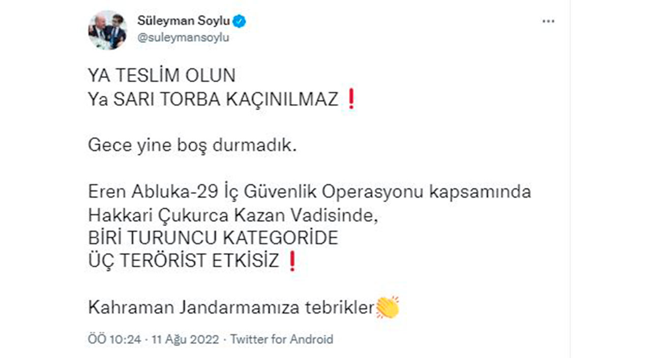 1’i turuncu kategoride 3 terörist etkisiz hale getirildi