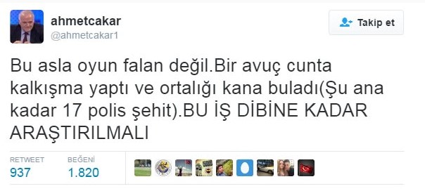 Darbe girişimine spor dünyasından ortak tepki