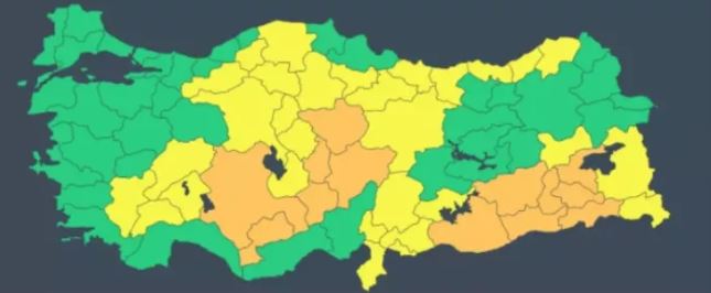 Meteorolojiden 43 kente sarı ve turuncu kodlu uyarı