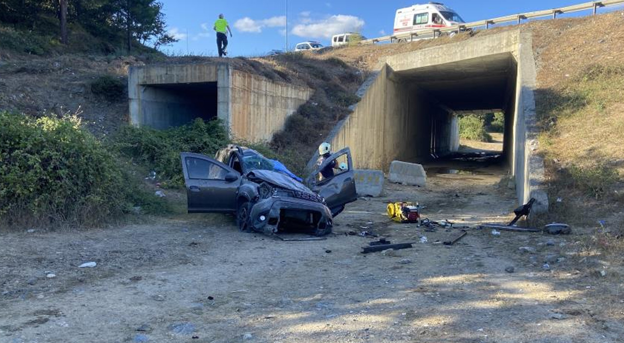 Otomobil yaklaşık 50 metreden şarampole uçtu