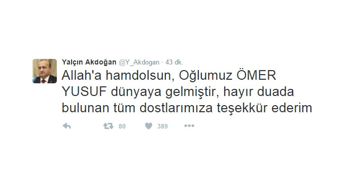 Yalçın Akdoğan 4. kez baba oldu