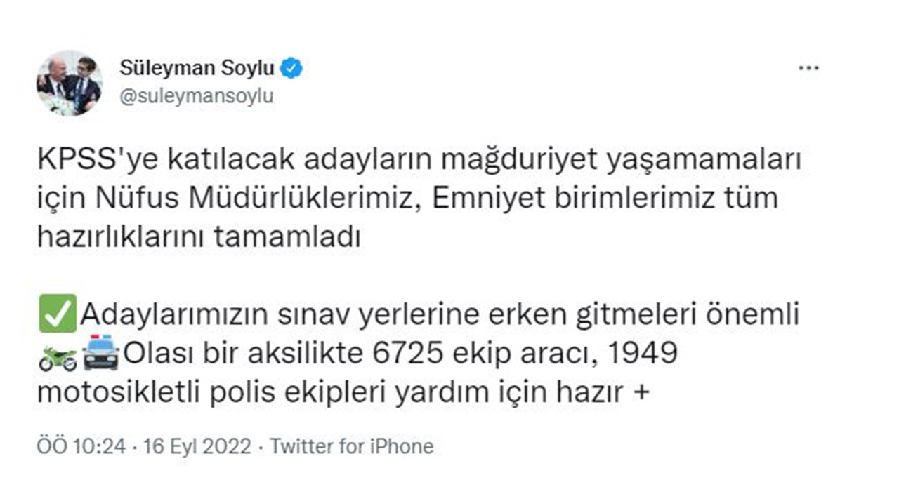 İçişleri Bakanı Soylu'dan KPSS açıklaması: Hazırlıklar tamamlandı