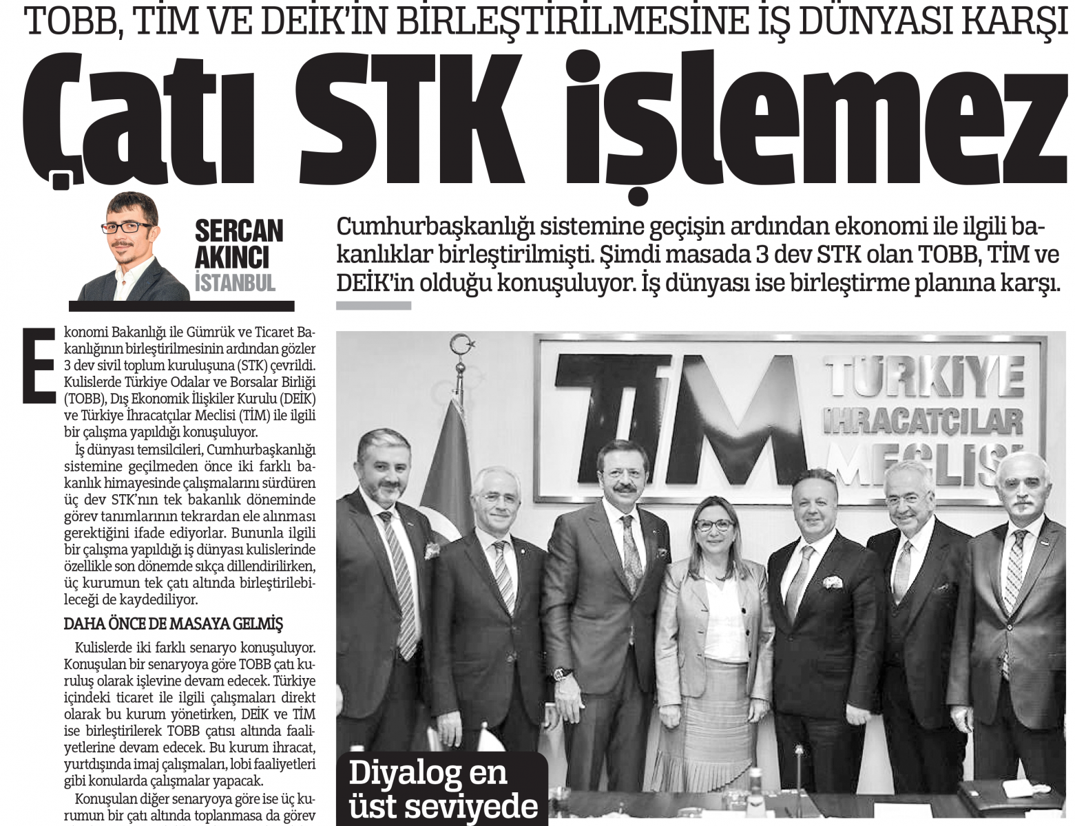 TOBB, TİM ve DEİK  için bir çalışma yok