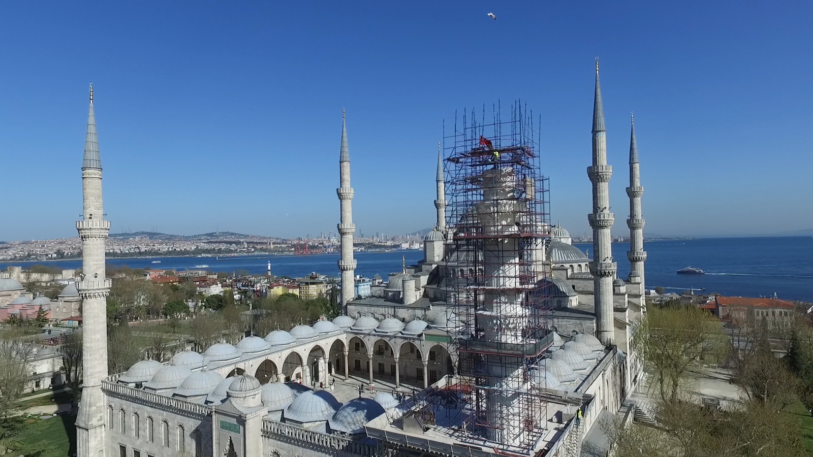 Sultanahmet Camii’ndeki restorasyon havadan böyle görüntülendi