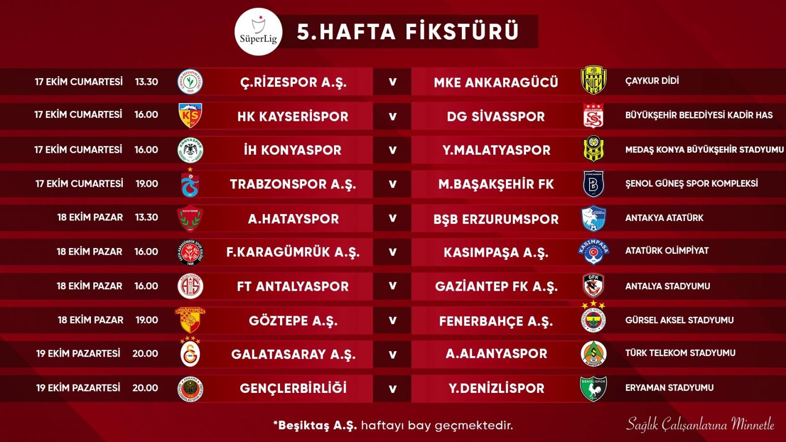 Süper Lig'de 5, 6, 7 ve 8. haftaların programları açıklandı