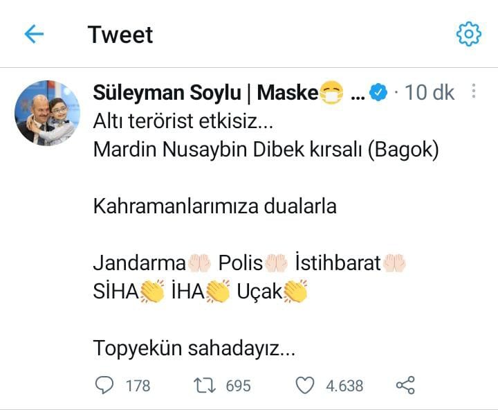 Bakan Soylu açıkladı: 6 terörist öldürüldü