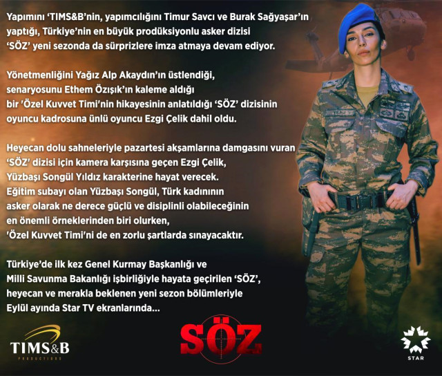 Söz dizisine Ezgi Çelik transfer oldu