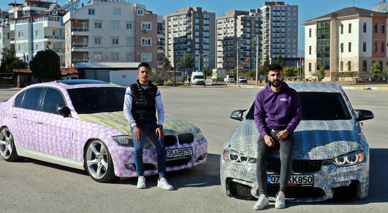 Otomobillerini dolar ve euro ile kapladılar! Görenler gözlerine inanamadı