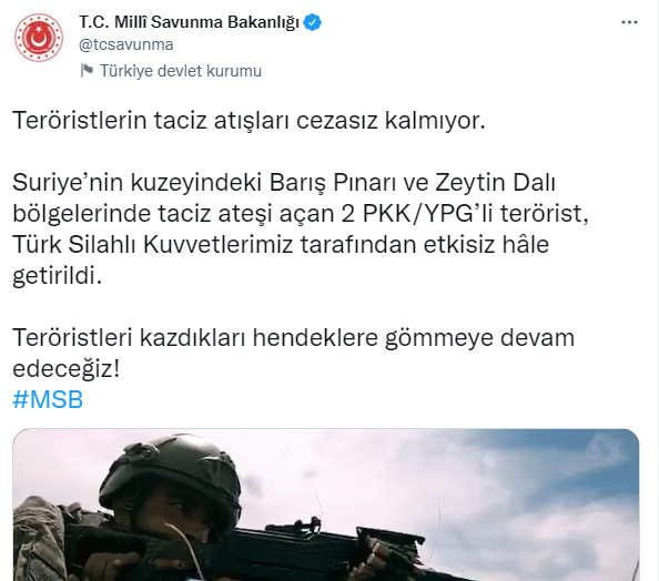 Milli Savunma Bakanlığı duyurdu! 8 PKK'lı terörist öldürüldü