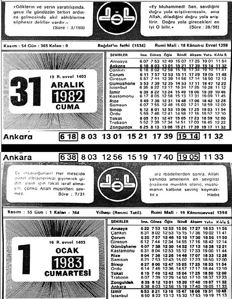 Namaz vakitleriyle 34 yıl önce oynandı