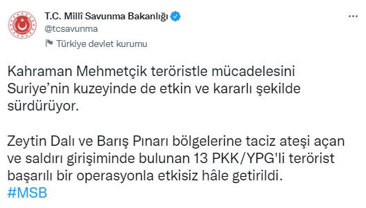 Mehmetçik'ten PKK'ya ağır darbe! İki bölgede 13 terörist etkisiz