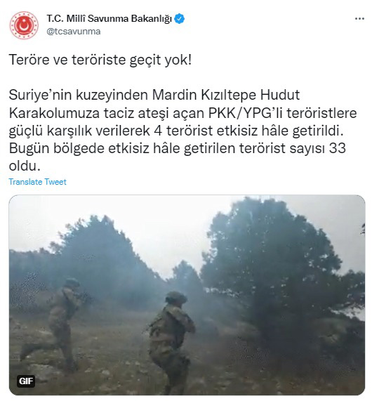 MSB açıkladı: 4 terörist etkisiz hale getirildi