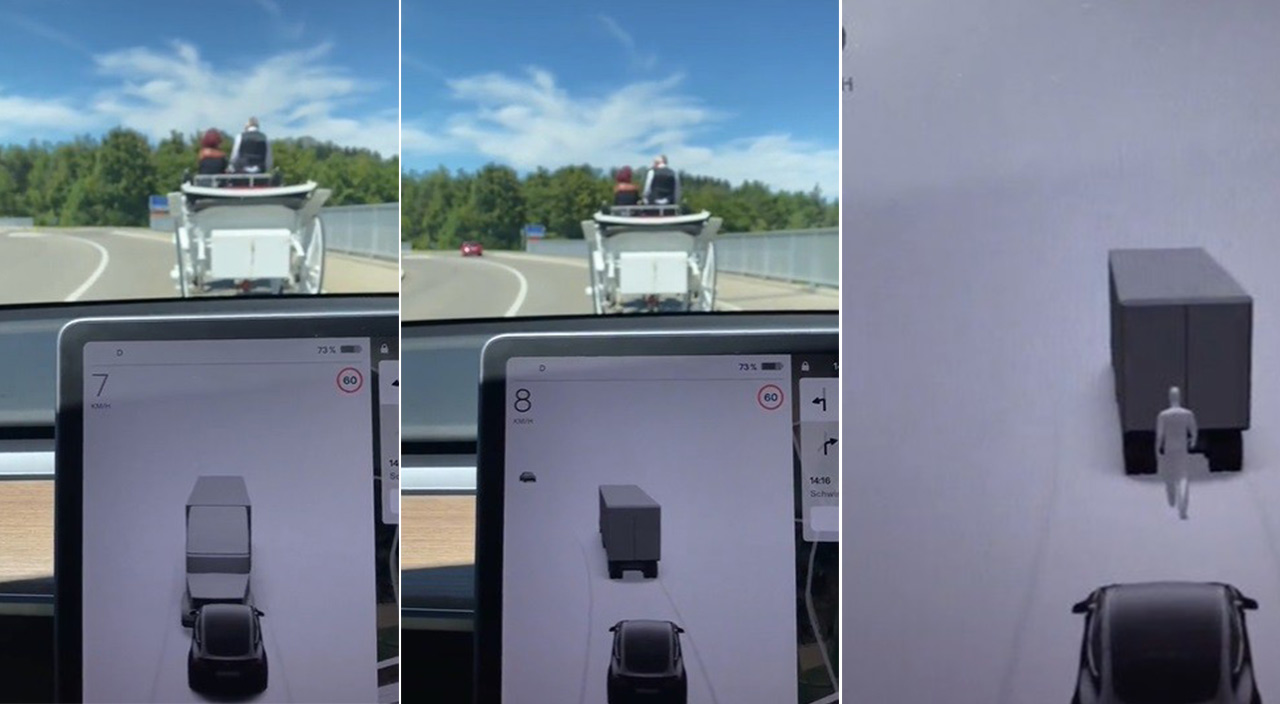 Tesla araçta yapay zeka at arabasını tır sandı Tesla araçta yapay zeka at arabasını tır sandı