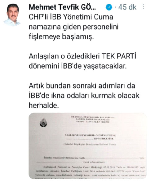 Namaza gidenlere dilekçe mecburiyeti