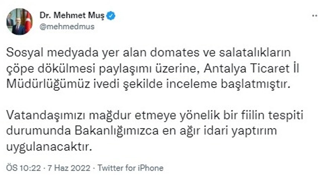 Çöpe dökülen sebzeler için Ticaret bakanlığı devreye girdi