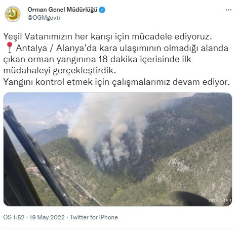 Antalya'da orman yangını: Karadan müdahale edilemiyor