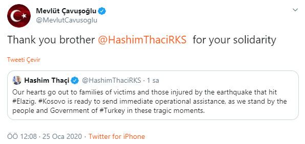 Kosova Cumhurbaşkanı: Kosova, Türkiye ve halkının yanındadır