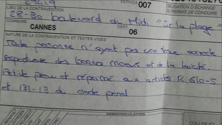 Fransız polisi haşema giyen kadına ceza kesti