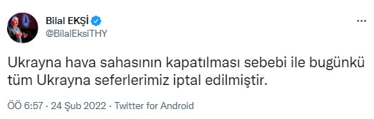 Son dakika: THY Ukrayna uçuşlarını durdurdu