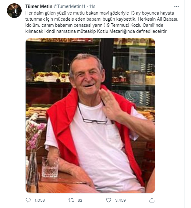 Tümer Metin'in babası Ali Metin hayatını kaybetti