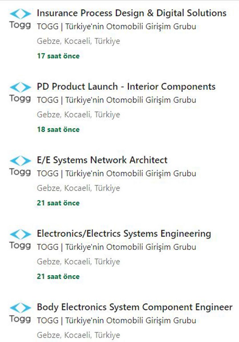 Yerli otomobilde sona gelindi: TOGG yeni personeller alıyor