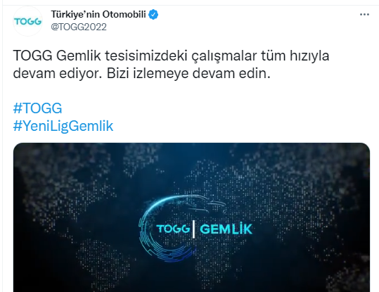 TOGG'dan heyecanlandıran paylaşım