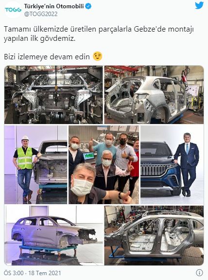 Yerli otomobil TOGG'un montajında ilk görüntü