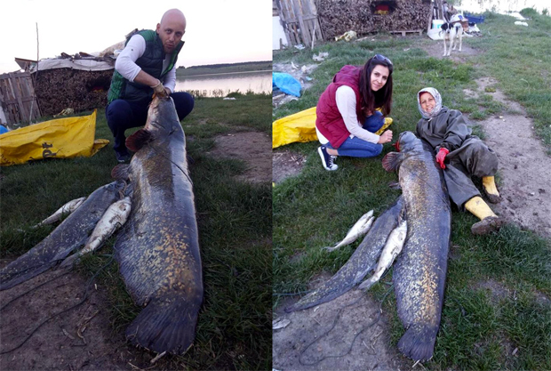 Boyundan büyük balık yakaladı