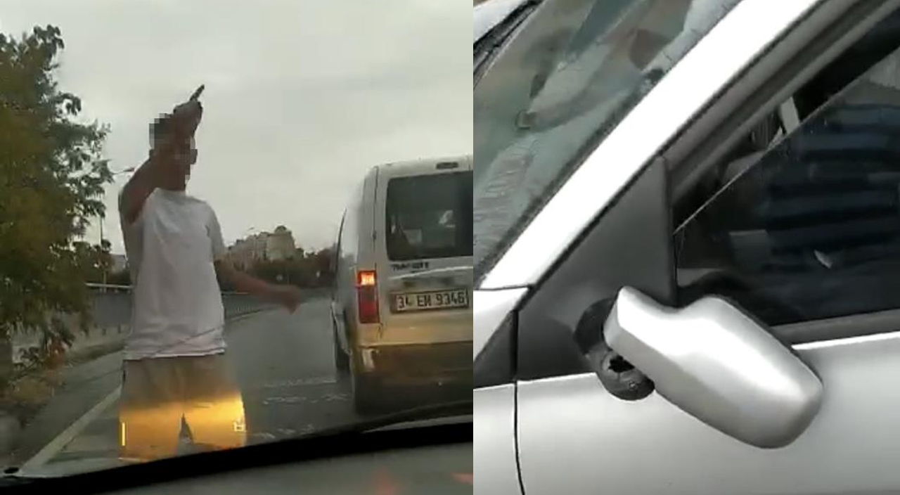 İstanbul’da trafik magandaları dehşet saçtı! Biri silah çekti, diğeri aynayı kırdı
