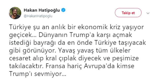Hakan Hatipoğlu'ndan, dikkat çeken dolar paylaşımı