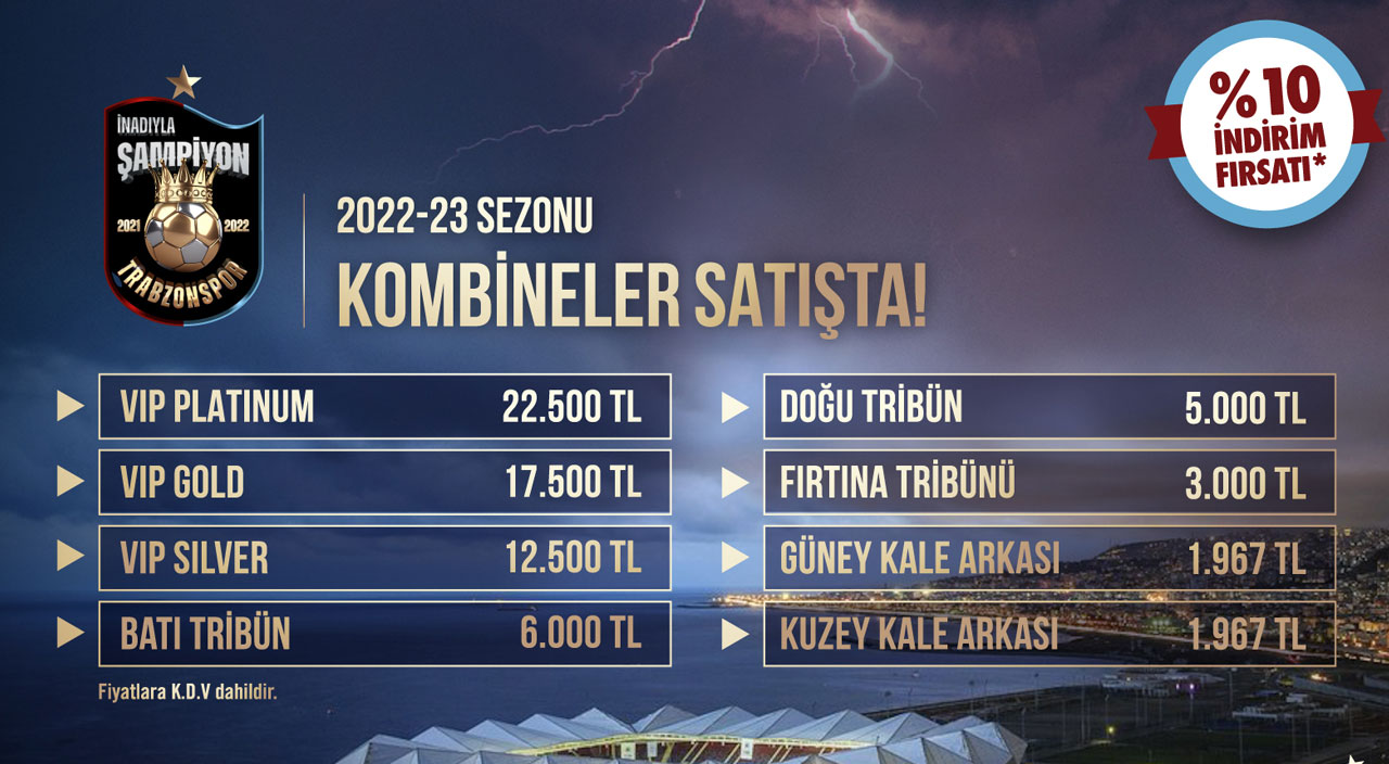 Trabzonspor kombineleri satışa çıktı... 2022-23 sezonu kombine bilet fiyatları ne kadar?