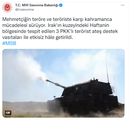 Irak'ın kuzeyinde 3 terörist etkisiz hale getirildi