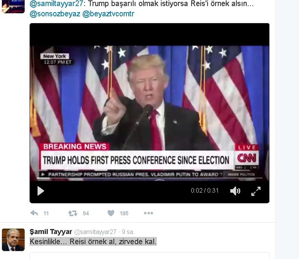 Trump’a böyle seslendi: Reis'i örnek al, zirvede kal